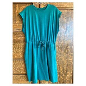 NWT A New Day Sleeveless, Extended Shoulder, Drawstring Tank Dress Green XL